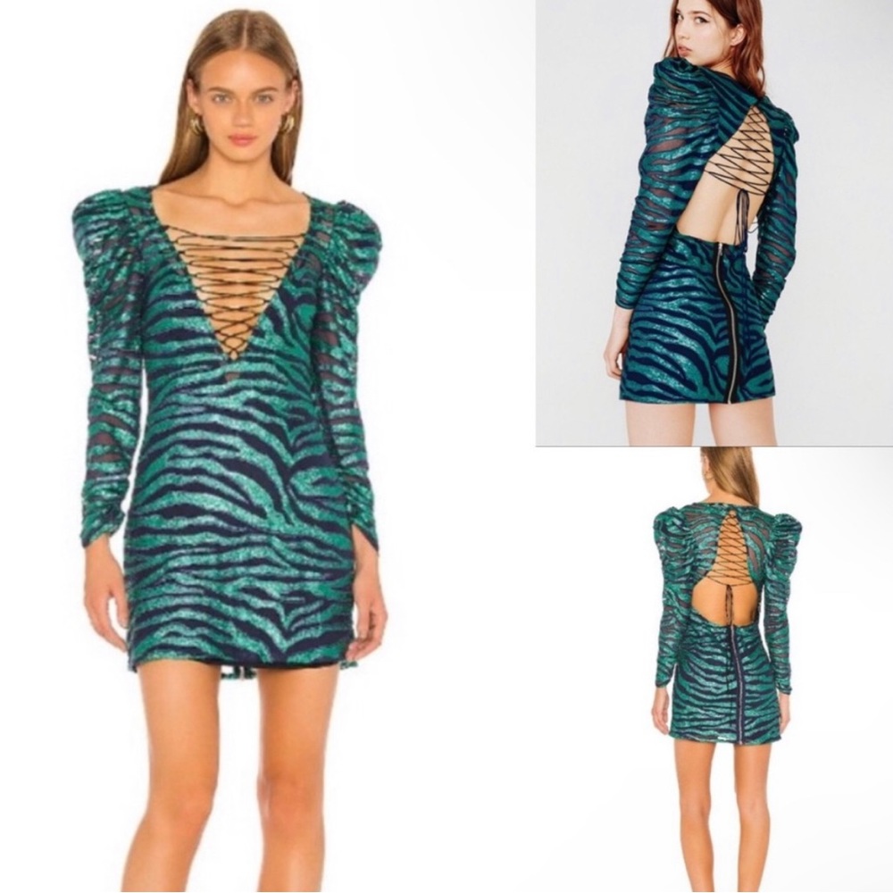 For Love and Lemons Vixen lace up sequin tiger dress festival party cocktail